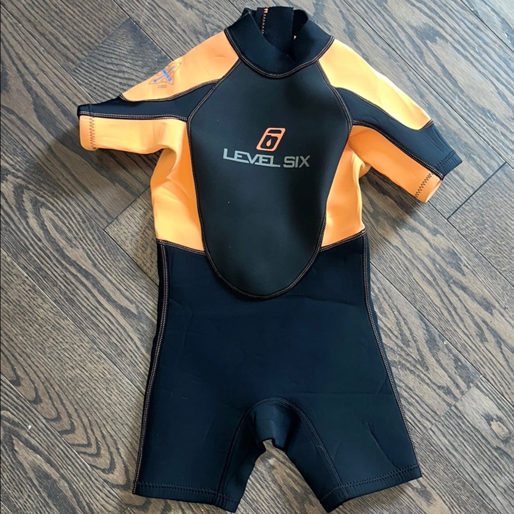 Orange and Black Rashguard Swim Top